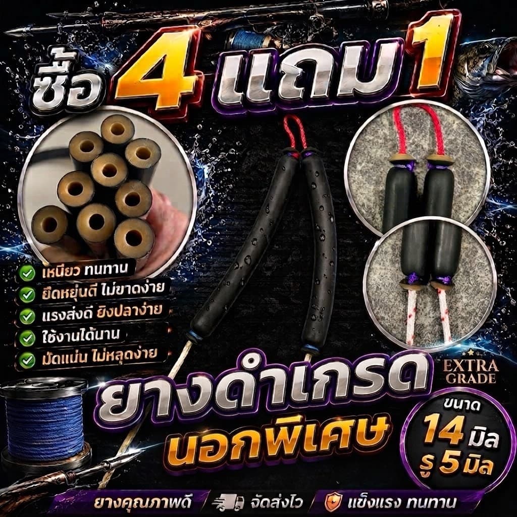 ยางยิงปลาแท้ผูกสําเร็จ #ยางดําเกรดนอกพิเศษ ขนาด 14 มิล รู 5 มิล #ลูกค้าเลือกขนาดเองได้ตั้งแต่ 10-25 cm…
