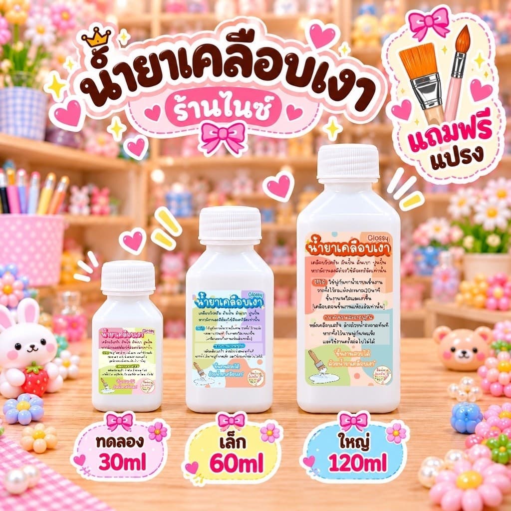 แถมพู่กันทุกขวด!!️ น้ํายาเคลือบเงาวิปครีม ดินปั้น ผ้าดิบ ภาพวาด ปูนปั้น เคลือบงานฝีมือ น้ํายาร้านไนซ์…
