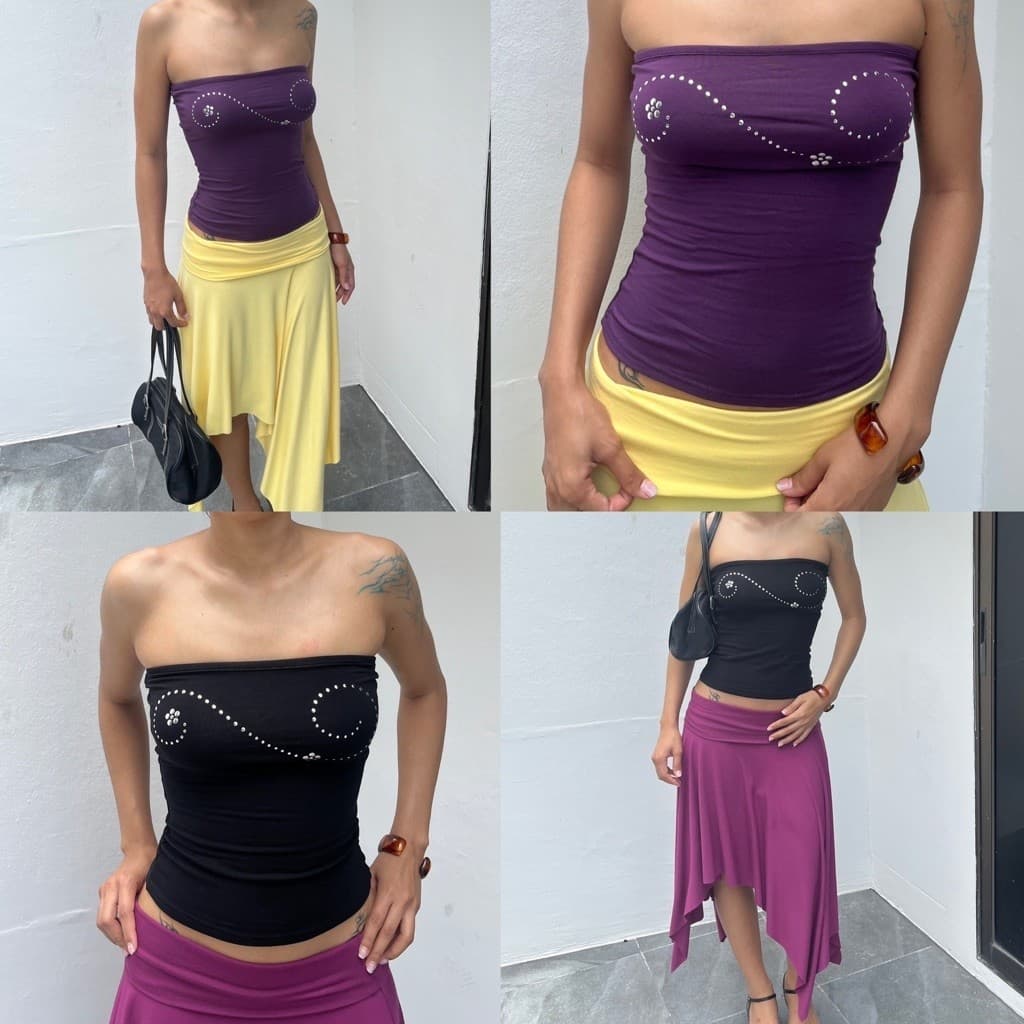 (BCM011)-Manifest Strapless เกาะอกหมุดลายวน Buarchom ผ้าเรย่อนพรีเมียม นุ่มยืด