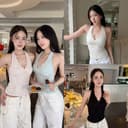 Irene top by shewear.bkk เสื้อผูกคอแต่งลูกไม้เพชร