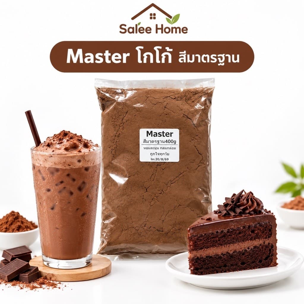 โกโก้ Master สีมาตรฐาน/ สีเข้ม ผงโกโก้แท้ หอมเข้มข้น ละมุน 400 g