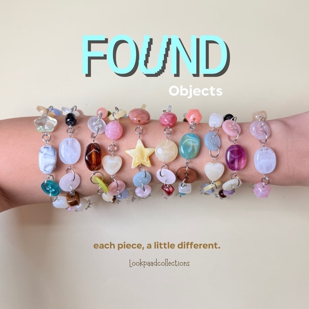 Lookpaadcollections - กําไลข้อมือลูกปัด กระดุมสีสันสดใส | Found objects