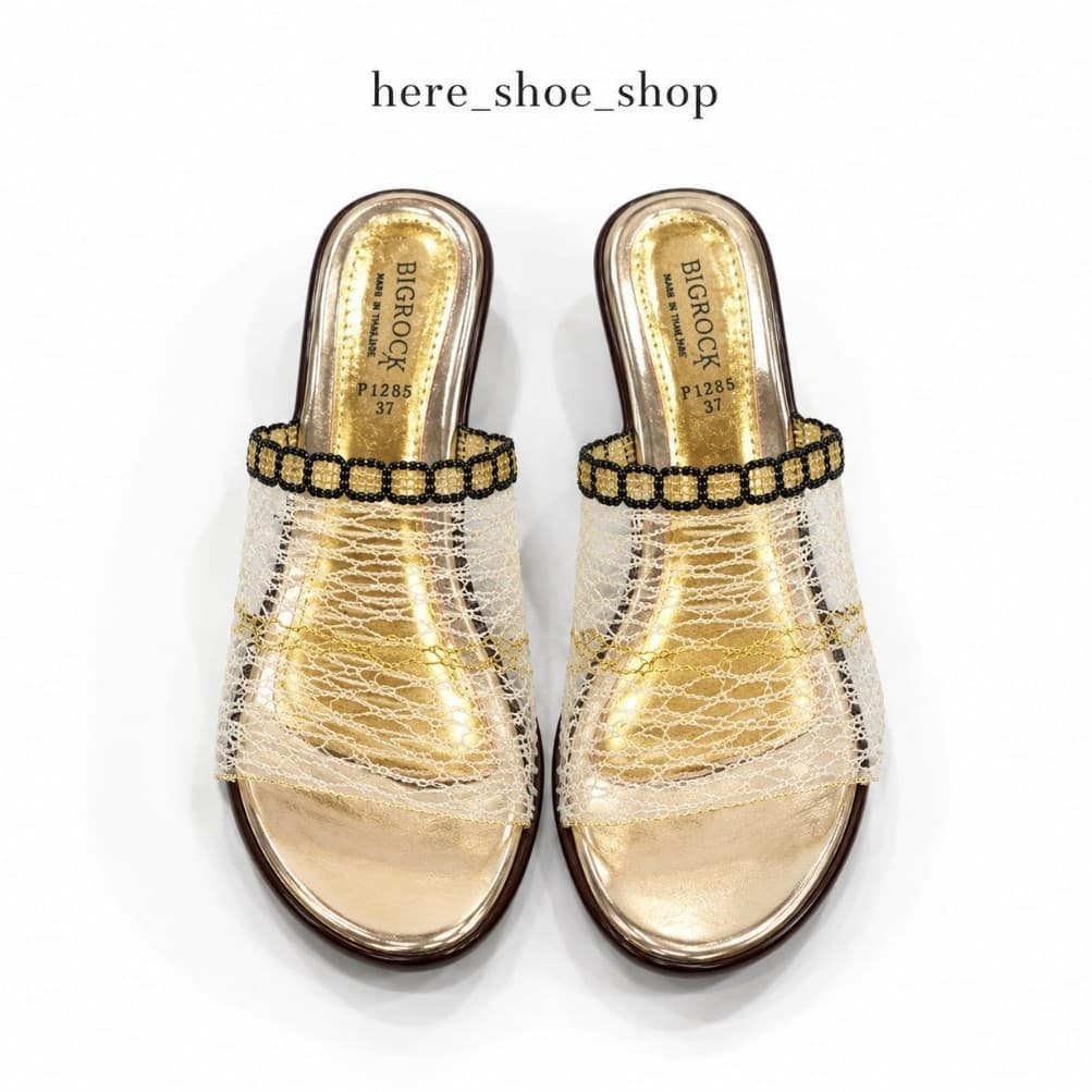 รองเท้าสวมตาข่ายเงินทองสวยหรูเบาใส่สบาย by here_shoe_shop