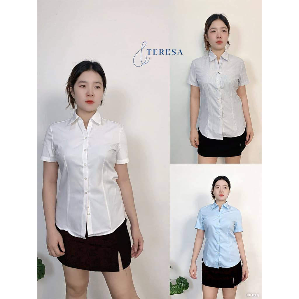 เสื้อเชิ้ตผู้หญิง เสื้อเชิ้ตแขนสั้น สวมใส่สะดวก