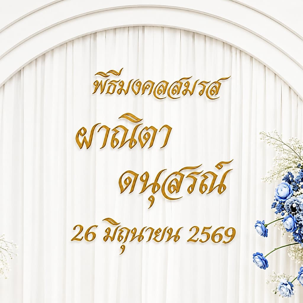 ป้ายชื่อสั่งทํา งานแต่ง งานหมั้น งานบวช ป้ายข้อความ ป้ายตกแต่ง พลาสวูด 4 mm