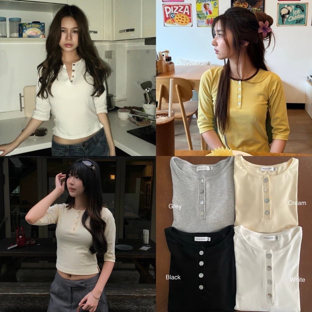 Everyday top เสื้อแขนยาวผู้หญิง กระดุมหน้า ผ้านุ่ม ใส่สบาย | 150cm.studio