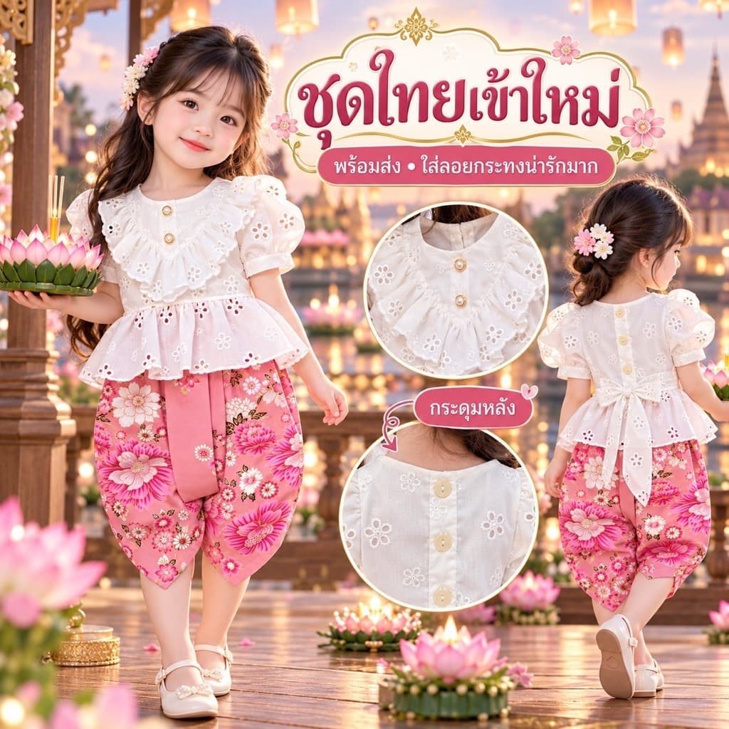 ️Littlestar👧🏻 ชุดไทยเด็ก ชุดเช็ต มีหลายแบบ💖ส่งไว พร้อมส่ง GSF0554 GSF0555 GSF0593 (มี2ตะกร้า) รูปที่ 1