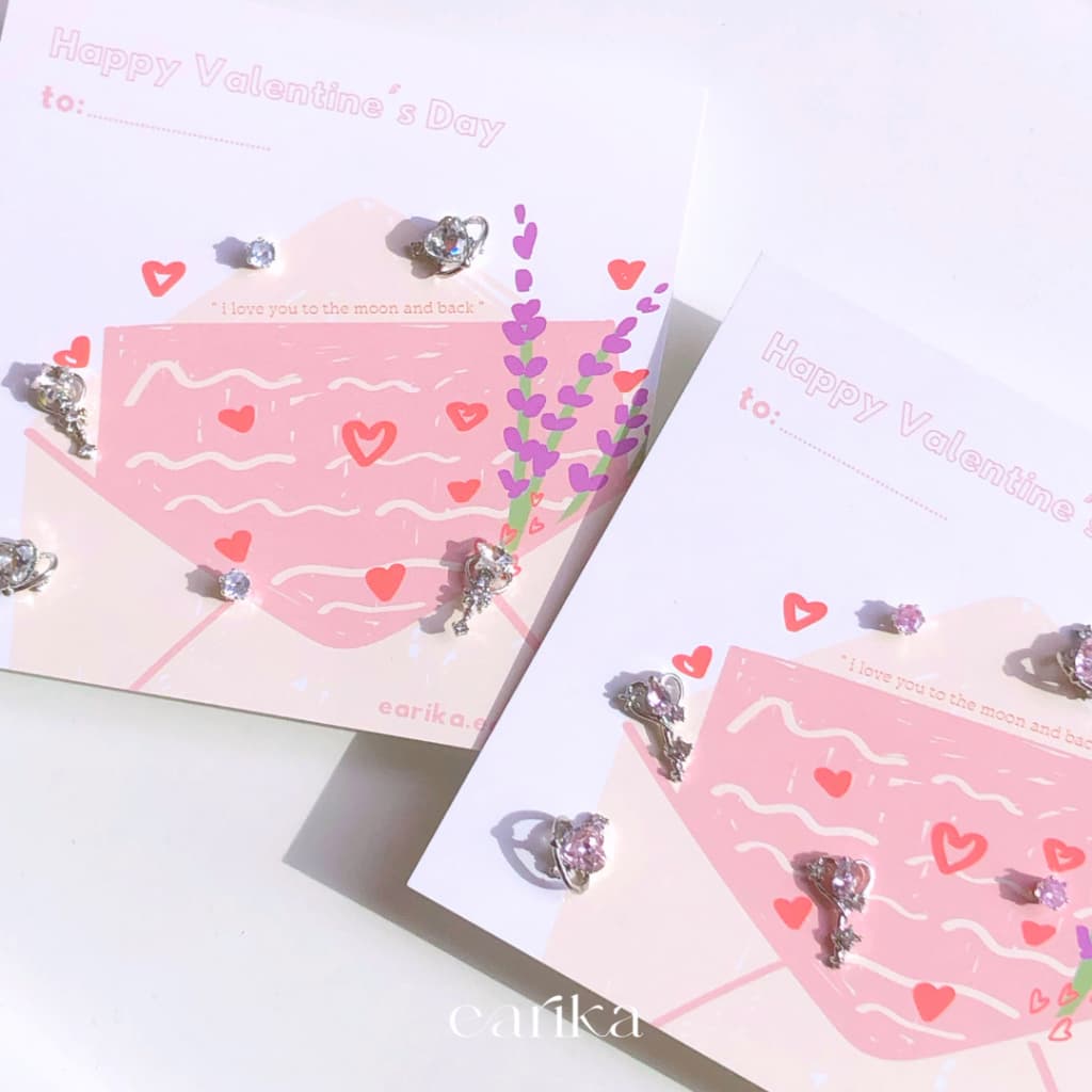 earika.earrings - heart planet and tiar set เซ็ตต่างหูดาวเสาร์หัวใจ/คฑาเพชร เงินชุบทองคําขาว คนแพ้ง่ายใส่ได้