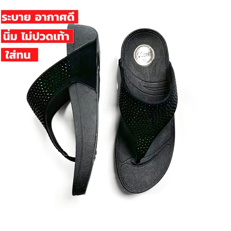 รองเท้าแตะ ฟิบฟอบ ผู้หญิง แฟชั่น คีบสไตล์ FlipFlop Classic หน้าเพชรเต็ม [เพชรจุด]