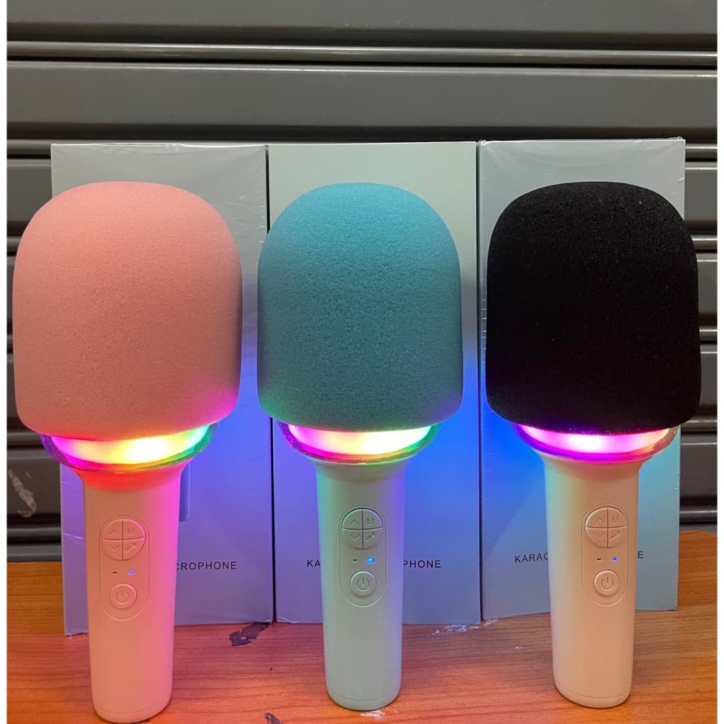 Karaoke Microphone Bluetooth ไมค์ร้องเพลงไร้สาย ไมโครโฟนบลูทูธ ไฟมีแสงกระพริบสี rainbow สวยน่ารัก…