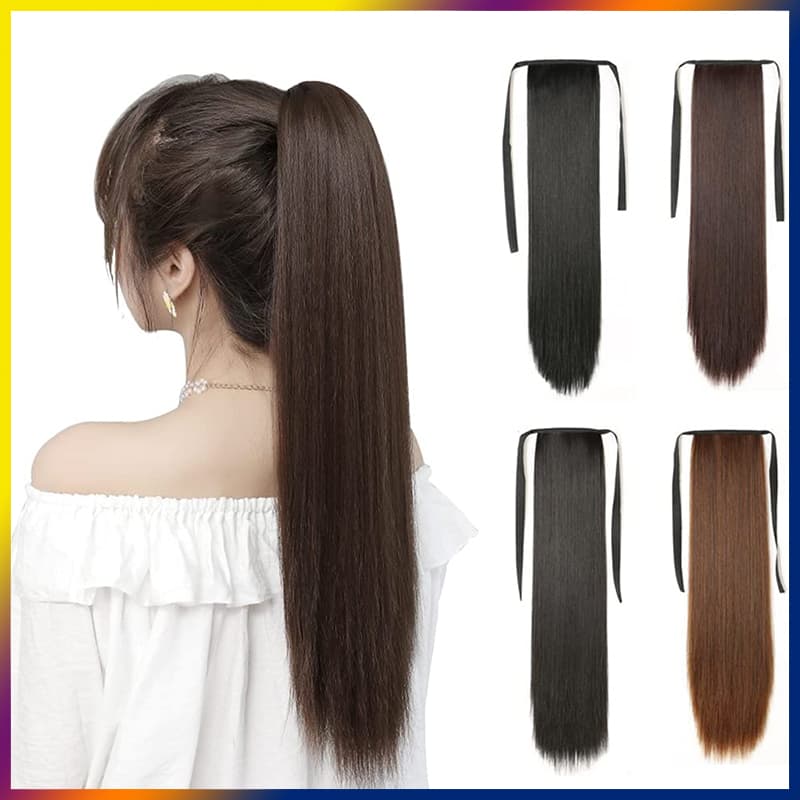 แฮร์พีชหางม้า 150g.หนาพิเศษ ผมยาวตรง ยาว 45/55/65cm. (สีดํา/สีน้ําตาลเข้ม) สวยเนียนธรรมชาติ