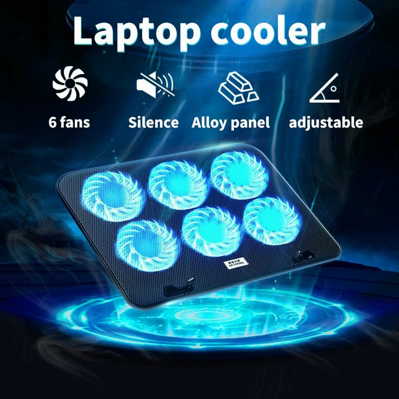 ที่วางโน้ตบุ้ค แท่นวางโน้ตบุ้ค พัดลมระบายความร้อน 6LED เหมาะสําหรับแล็ปท็อปที่มีขนาดไม่เกิน 18 นิ้ว laptop…