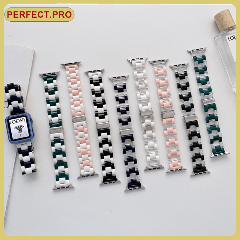 สายเรซิ่นจับคู่สี iwatch 10/11 46mm 12 10 11 9 8 7 6 SE 5 4 3 2 1 PC สายสองสี 49mm 41mm 45mm 44mm 42mm 40.38mm