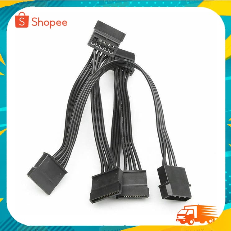 พาวเวอร์ซัพพลาย 4Pin Ide To 5-Port 4Pin Molex To Multi Sata Port 18AWG สายไฟสําหรับฮาร์ดไดรฟ์ Hdd Ssd รูปที่ 1