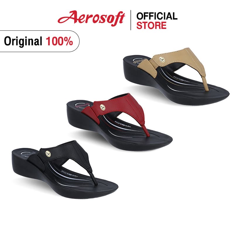 รองเท้าแตะ ผู้หญิง แบบหนีบ(หูคีบ) ส้นสูง Aerosoft (แอโร่ซอฟ) รุ่น LC3802