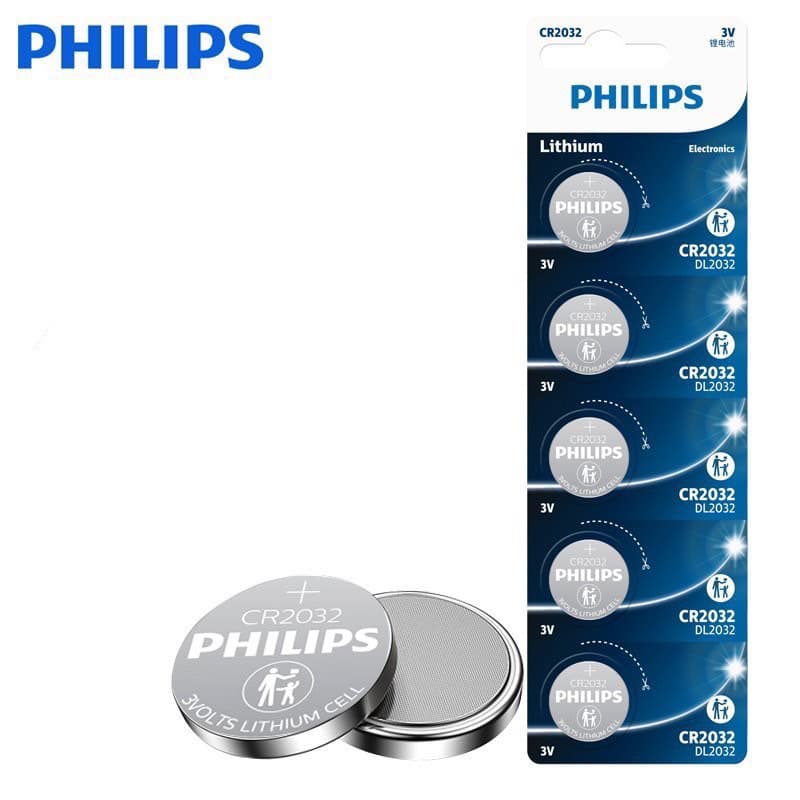 ถ่านกระดุมPhilips CR2032 Lithium 3V(1แผงบรรจุ5ก้อน)แบ่งจําหน่าย ของแท้ รูปที่ 1