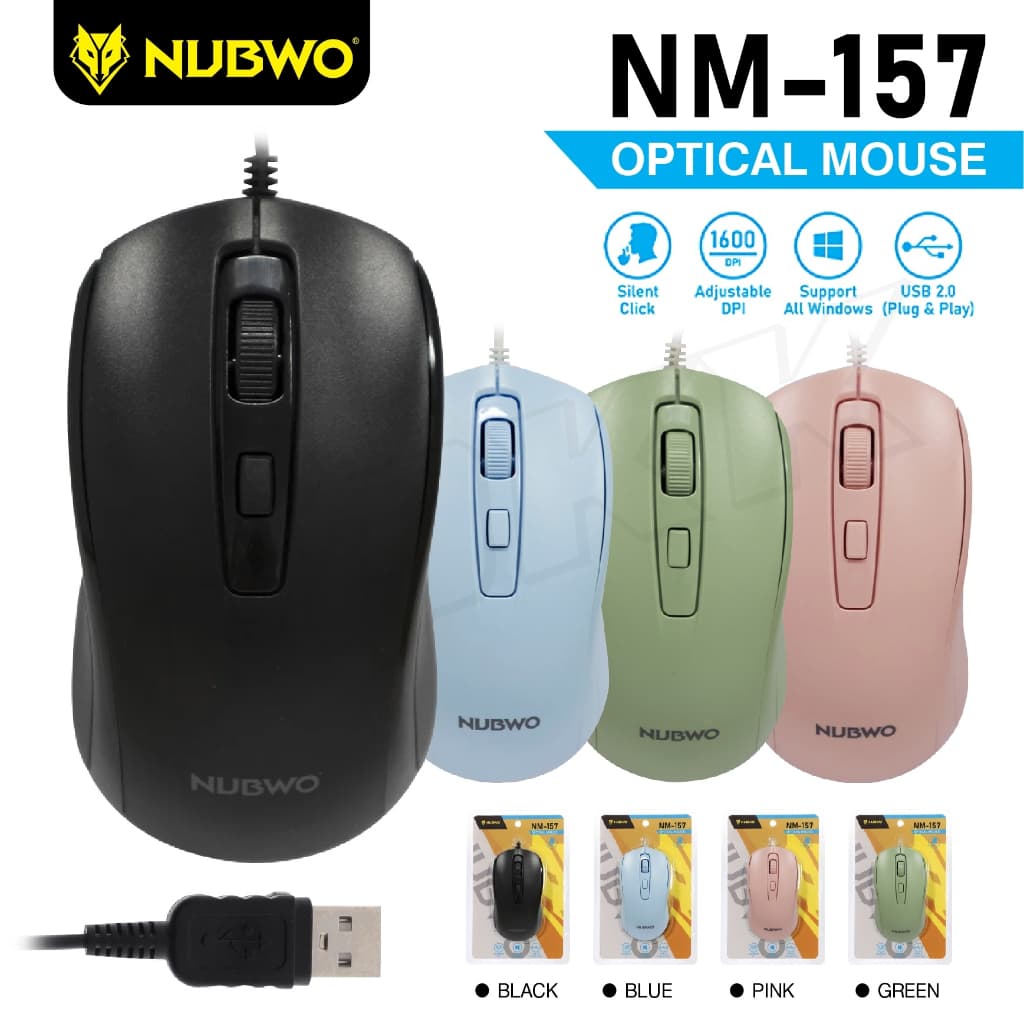 Nubwo รุ่น NM-157 เมาส์ Optical Mouse Silent Click เม้าส์ทํางาน เม้าส์มีสาย ไร้เสียงคลิ๊ก itcam88