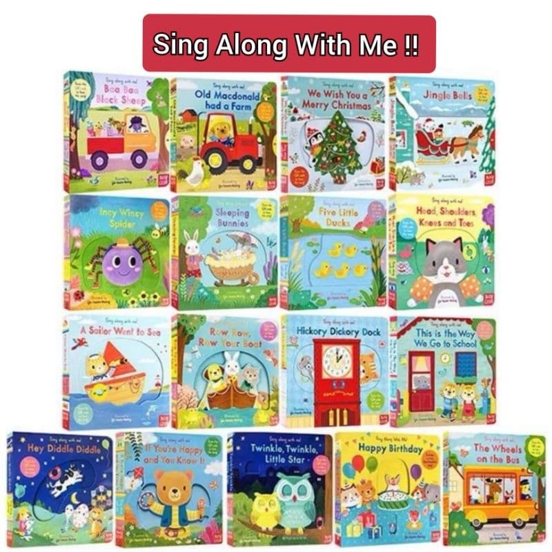 หนังสือเพลงภาษาอังกฤษ Sing along with me หนังสือboard bookอ่านก่อนนอนสําหรับเด็ก เพลงกล่อมนอน