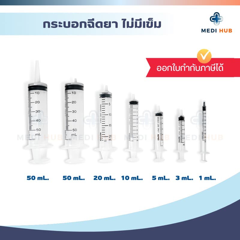 Syringe Nipro กระบอกฉีดยา นิโปร ไซริงค์ ขนาด 1 3 5 10 20 50 ml ไม่มีเข็ม