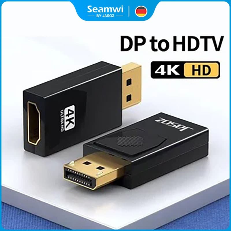 Seamwi อะแดปเตอร์แปลงเสียงวิดีโอ DP เป็น HDMI 4K DP อะแดปเตอร์ โปรเจคเตอร์ พอร์ตแสดงผลเป็น HDMI