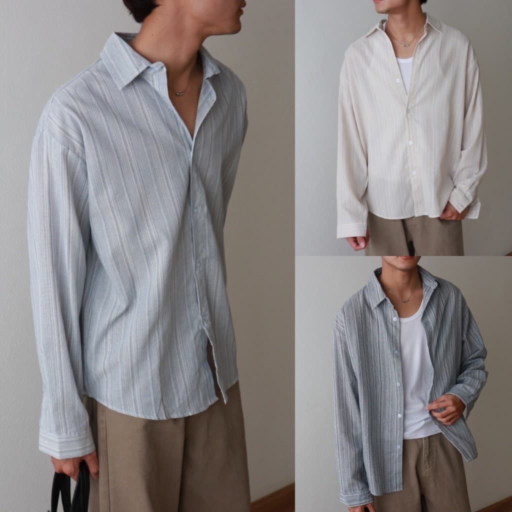IBB MATTHEW LONG SLEEVE SHIRTS เสื้อเชิ้ตแขนยาวลายทาง รูปที่ 1