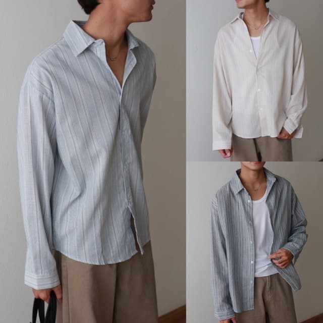 IBB MATTHEW LONG SLEEVE SHIRTS เสื้อเชิ้ตแขนยาวลายทาง
