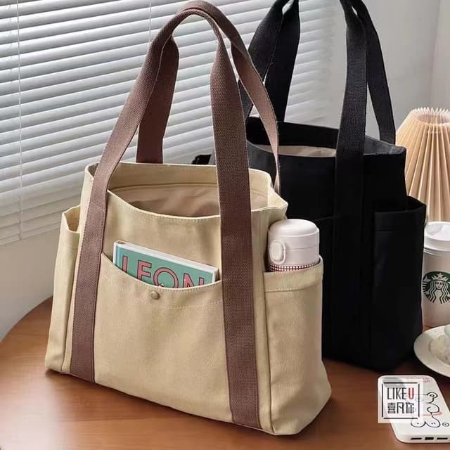 miss bag fashion กระเป๋าโท้ทผ้าแคนวาสความจุขนาดใหญ่ ออกไปทํางานมูลค่าสูง