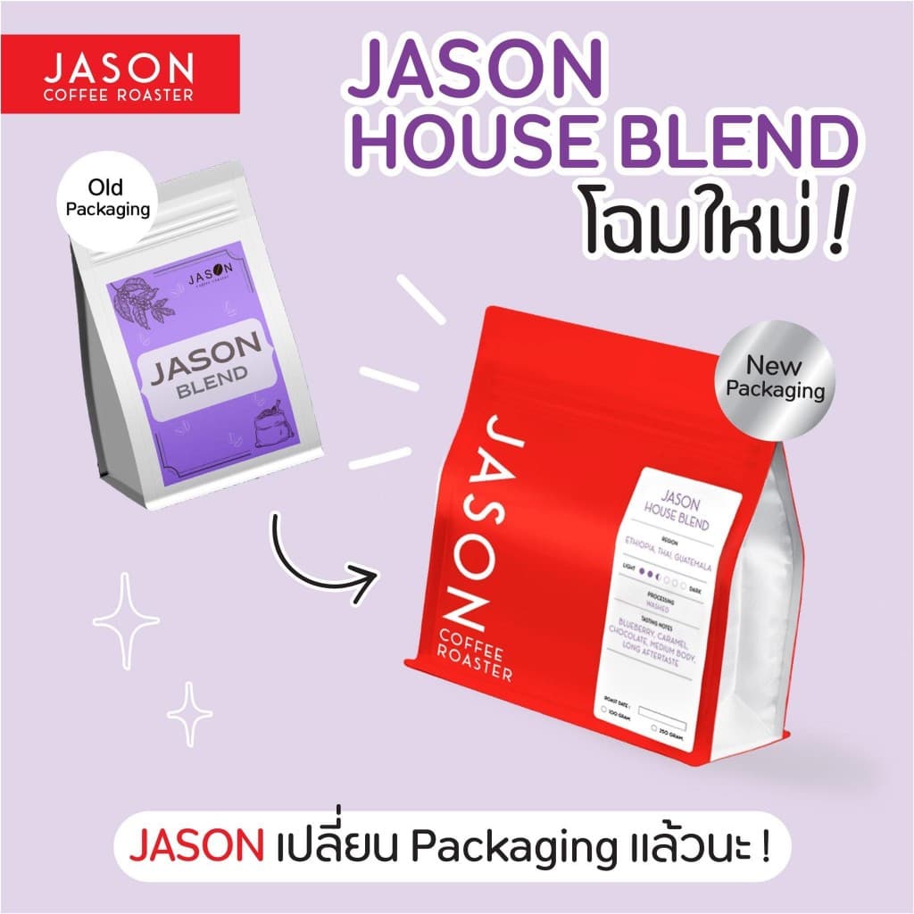 เมล็ดกาแฟคั่ว Jason House blend 500g. 1kg.