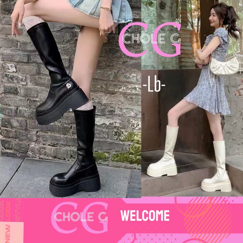Chole G:Lb Long Boots รองเท้าบูทหนังยาว ทรงสวย รองเท้าบูทเกาหลี รองเท้าบูทลุยหิมะ ส้นสูง 7cm