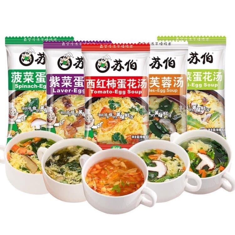 ซุปกึ่งสําเร็จรูป ซุปไข่ ซุปใส โอทาโกะ ไข่สาหร่าย ซุปมิโสะ ซุปไข่ผักโขม ซุปใสผสมเห็ดหอม Egg Soup 6g蛋花汤