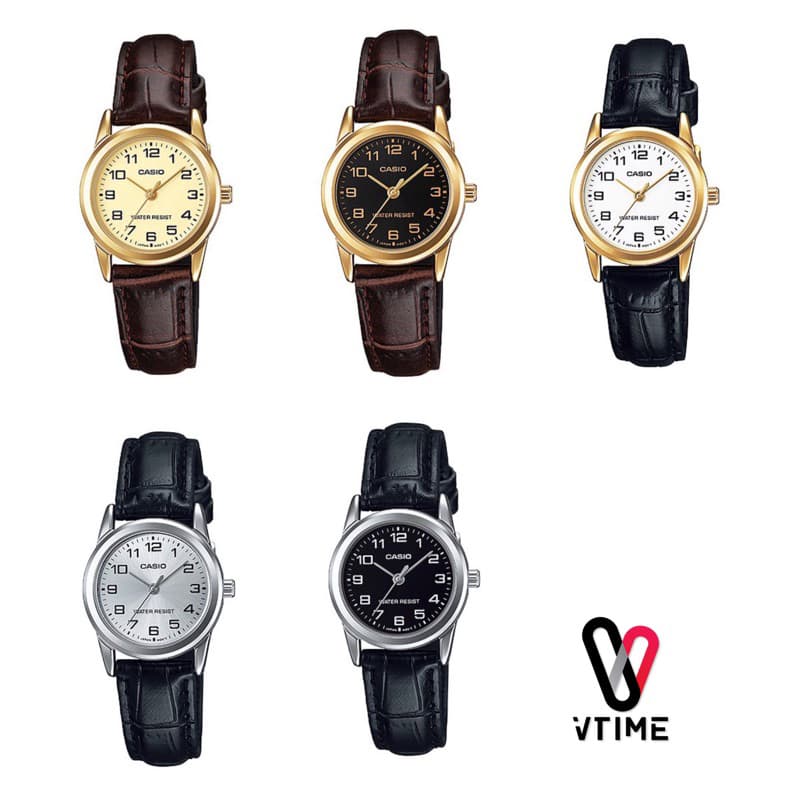 CASIO นาฬิกาสายหนังผู้หญิง รุ่น LTP-V001GL-1B LTP-V001L-1B LTP-V001L-7B LTP-V001GL-9B