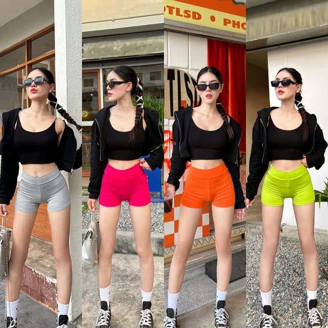 SpinnyHouse เลคกิ้งขาสั้น กางเกงซับในใส่กันโป๊ได้ ใส่ออกกําลังกายก้เริ่ดน้า 🤎 ผ้าเรย่อนยืดตามตัว รุ่น…