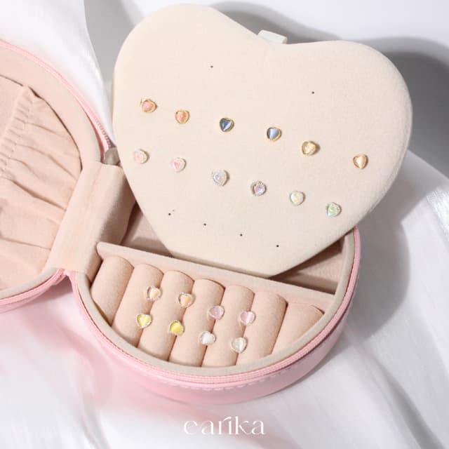 earika.earrings - heart stud collection รวมต่างหูแป้นรูปหัวใจก้านเงินแท้ชุบทองคําขาว ผิวแพ้ง่ายใส่ได้