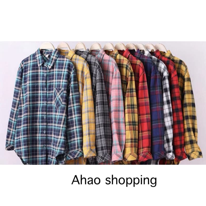 สินค้ามือ1 เสื้อลายสก็อตแขนยาว เสื้อทํางาน
