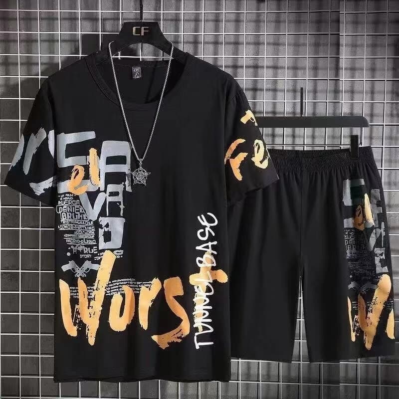 Se7en shop ชุดเซ็ต เสื้อยืดคอกลมแฟชั่น เสื้อแฟชั่นสไตล์ เกาหลีใส่ได้ทั้งผู้ชายผู้หญิง ผ้ายืดยุ่นใส่สบาย รหัส