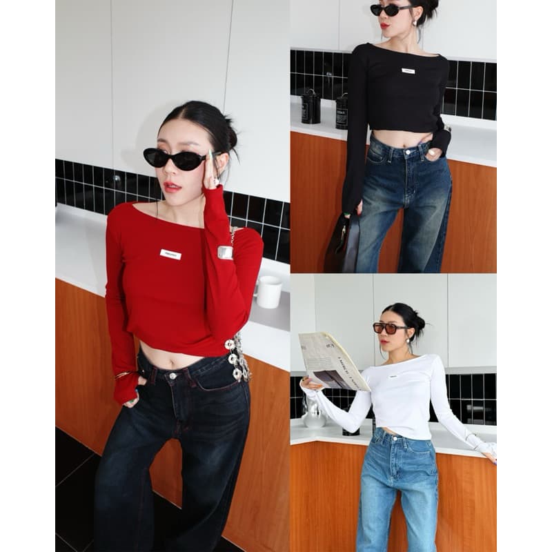 THESUNCO - KYLO TOP (ไค-โล) เสื้อแขนยาว ติดอะไหล่ยางสีดํา THESUNCO นิ้วโป้งสอดได้