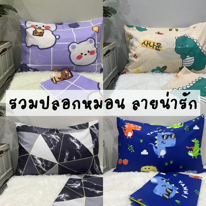 ปลอกหมอนไซส์ใหญ่ ขนาดมาตรฐาน ใบละ 30฿.- ลายการ์ตูน สีพื้น น่ารัก