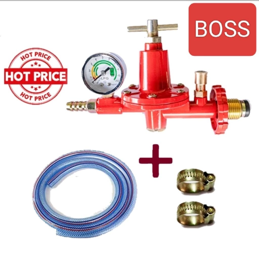 หัวปรับแก๊ส แรงดันสูง BOSS หัวเร่งระบบตัดแก๊สอัตโนมัติเมื่อแก๊สรั่ว พร้อมเกจ์วัดความดัน หัวเร่งแก๊สBOSS Model…