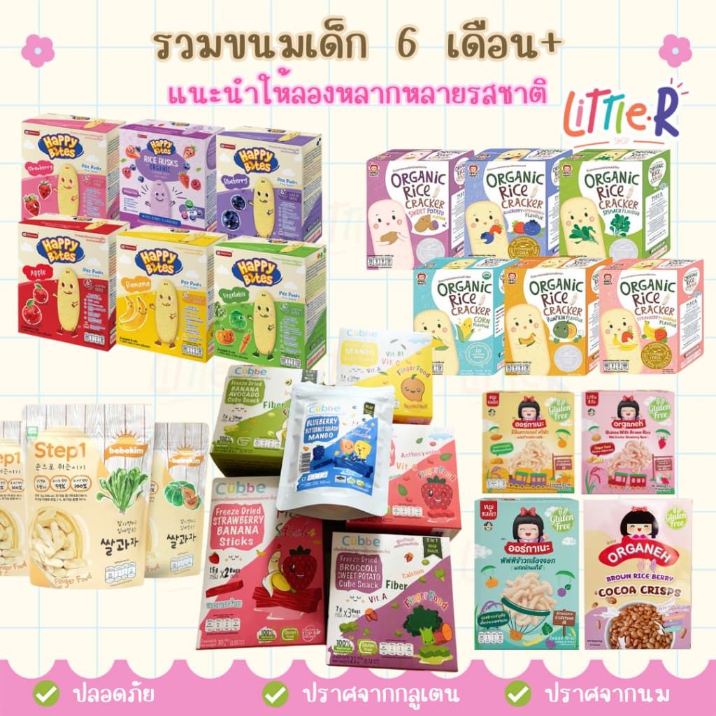 ❤️ (ตัดรอบ 4 โมง) รวมขนมเด็ก วัย 6 เดือน+ ขนมข้าวอบ ขนมสําหรับเด็ก Apple Monkey Bebekim Cubbe Organeh