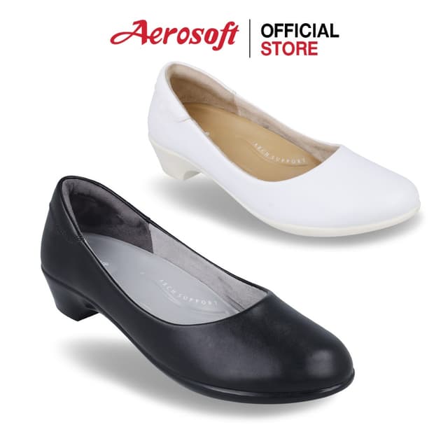 Aerosoft (แอโร่ซอฟ) รองเท้าคัทชูผู้หญิง เพื่อสุขภาพ รองเท้าคัทชูสีดํา รุ่น CW3433(ไม่มีหมุดโลโก้)