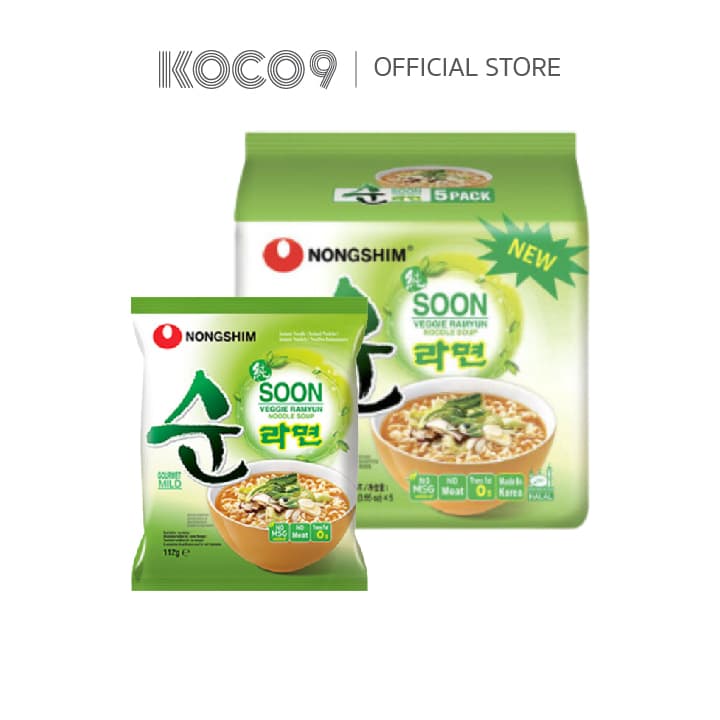 Nongshim Soon Veggie Ramyun นงชิม บะหมี่กึ่งสําเร็จรูป ซุน เวจจี ราเมียน รสผัก