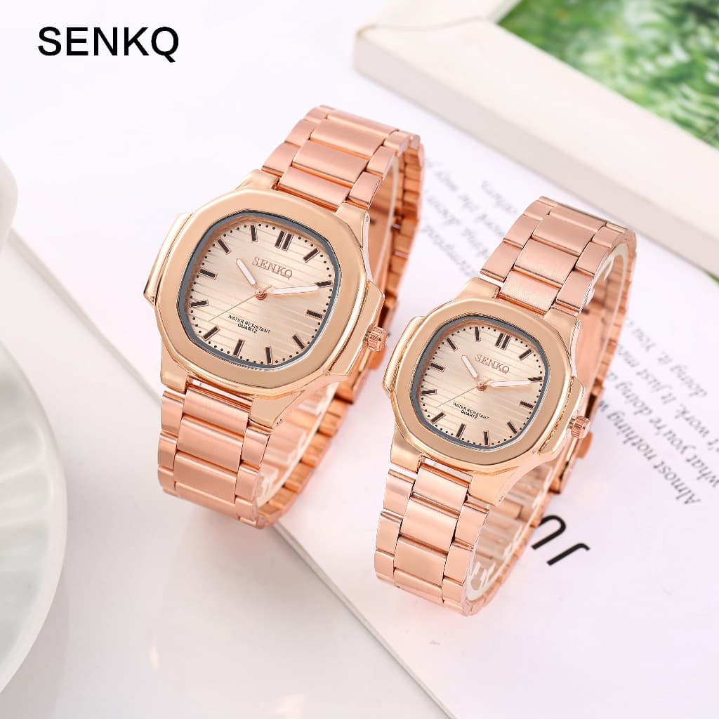 Senkq นาฬิกาผู้ชาย แฟชั่น กันน้ํา นาฬิกาผู้หญิง สายสแตนเลส สีโรสโกลด์ รุ่น LH-G32