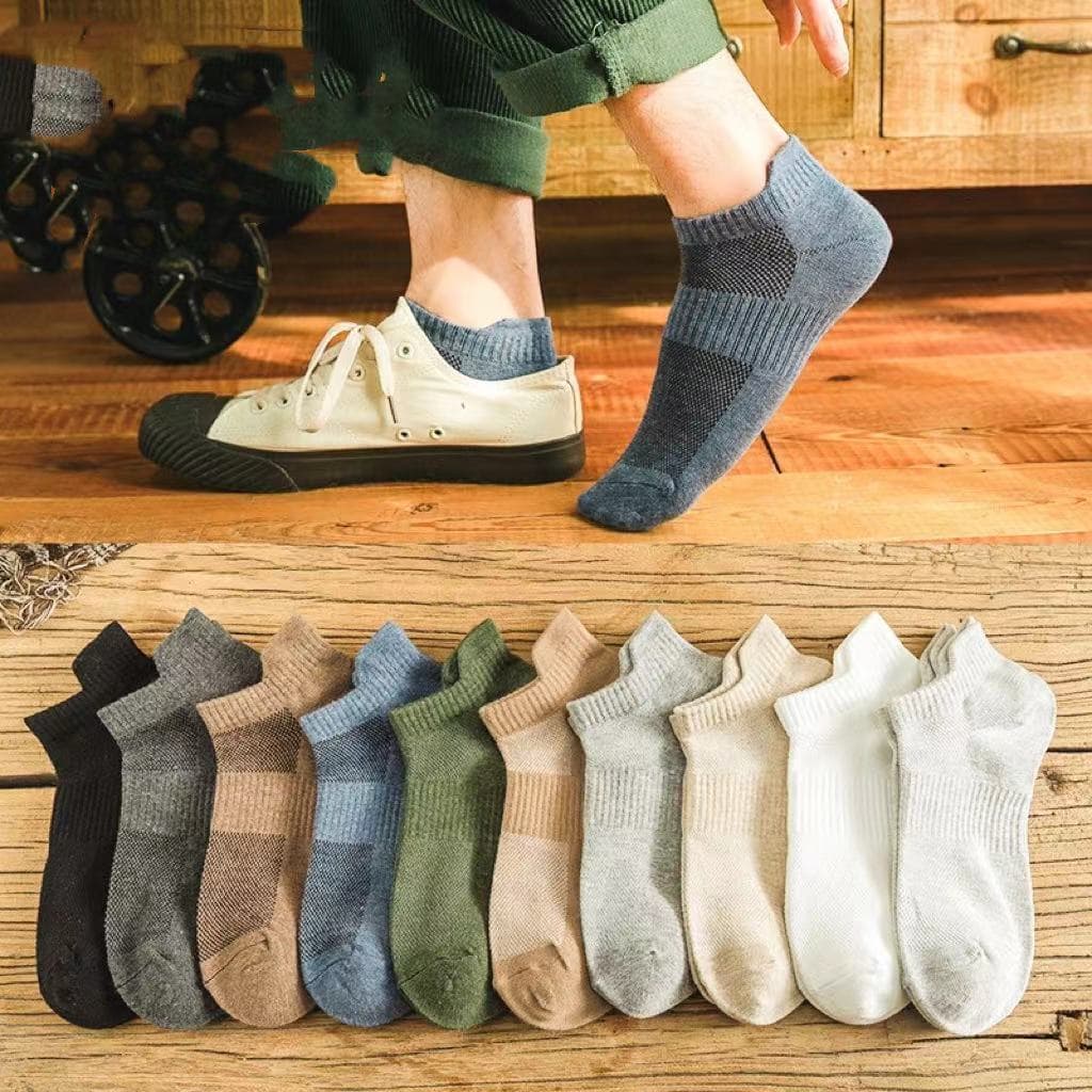 ถุงเท้าสีพื้น 10 สีผ้าหนา ระบายอากาศดีแฟชั่น ถุงเท้าข้อสั้นลายน่ารัก เนื้อผ้านุ่ม MW006