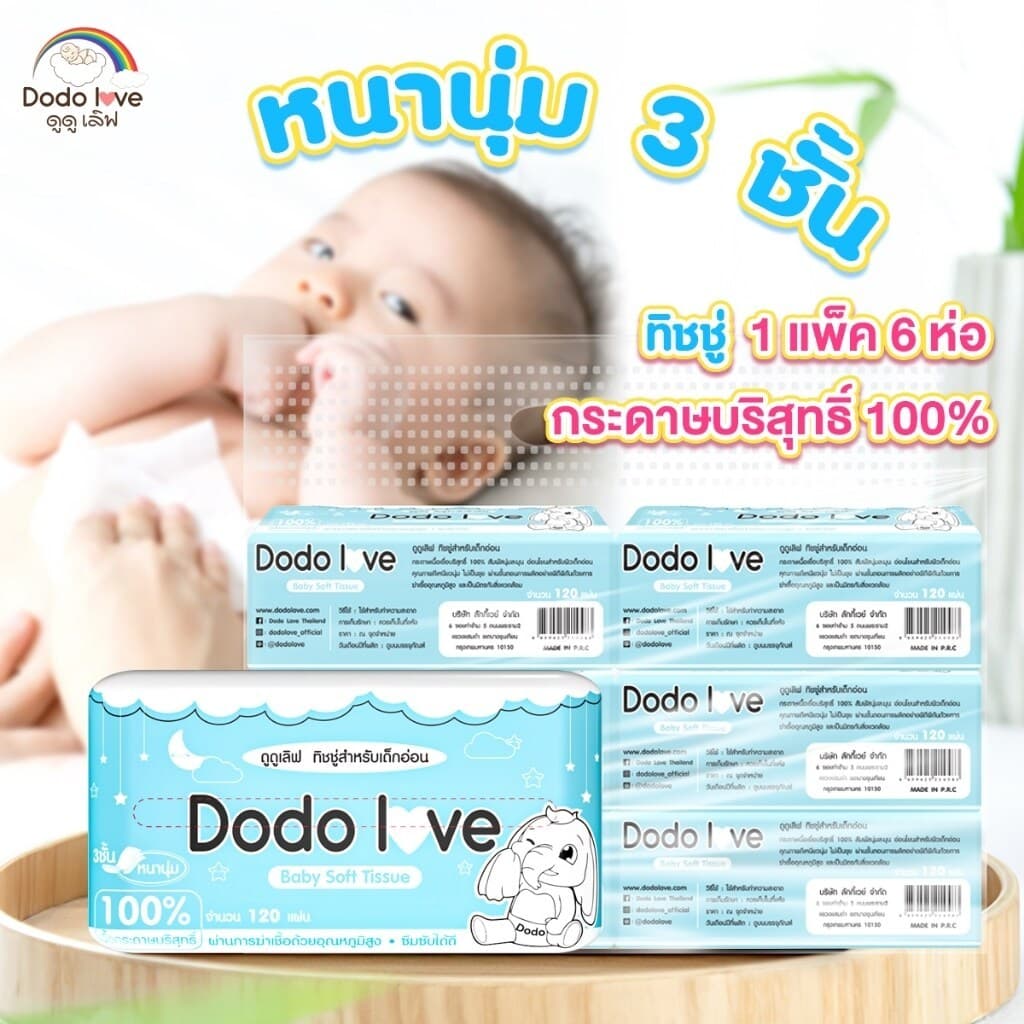 กระดาษทิชชู่ สําหรับเด็กอ่อน พร้อมจัดส่ง !! DODO DODOLOVE Baby Cotton Soft Tissue