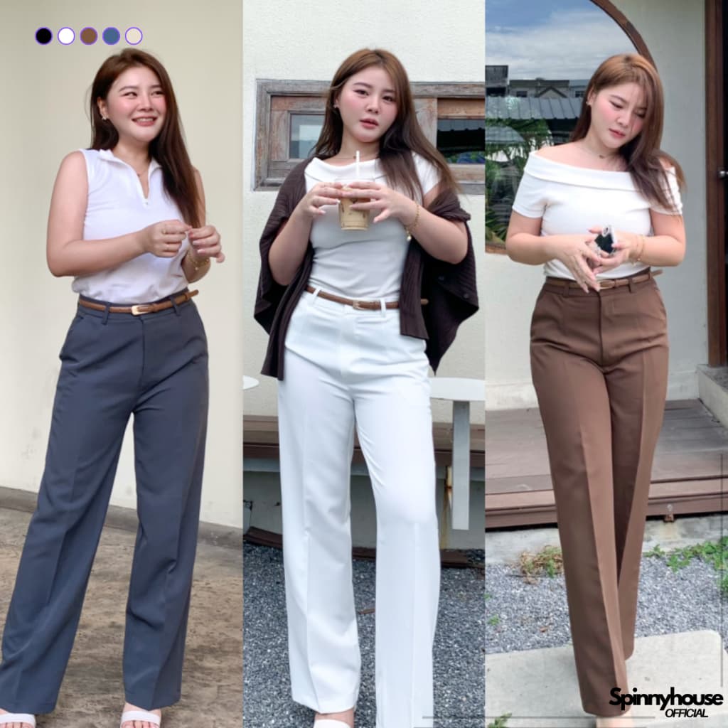 SpinnyHouse พร้อมส่ง กางเกงขายาว ขากระบอก 💝 มีไซส์ S-3XL ผ้าA80 ทรงสวย ใส่แล้วพรางหุ่น พร้อมส่ง รุ่น…