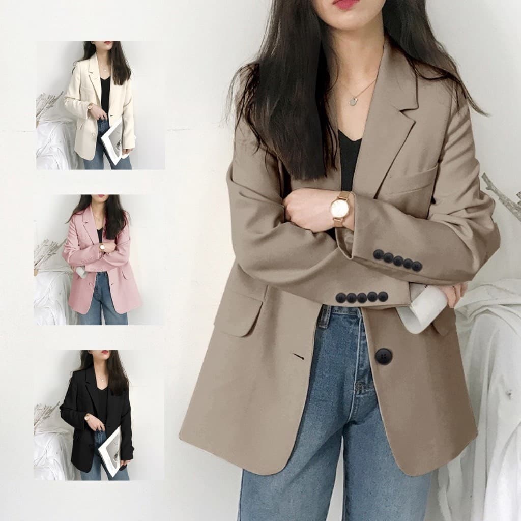 SUNBALEE 🖤 SUIT เสื้อสูท blazer เสื้อสูทแฟชั่น S-4XL สําหรับผู้หญิง สีพื้น มีกระเป๋าหน้า ใส่ได้หลายงาน…