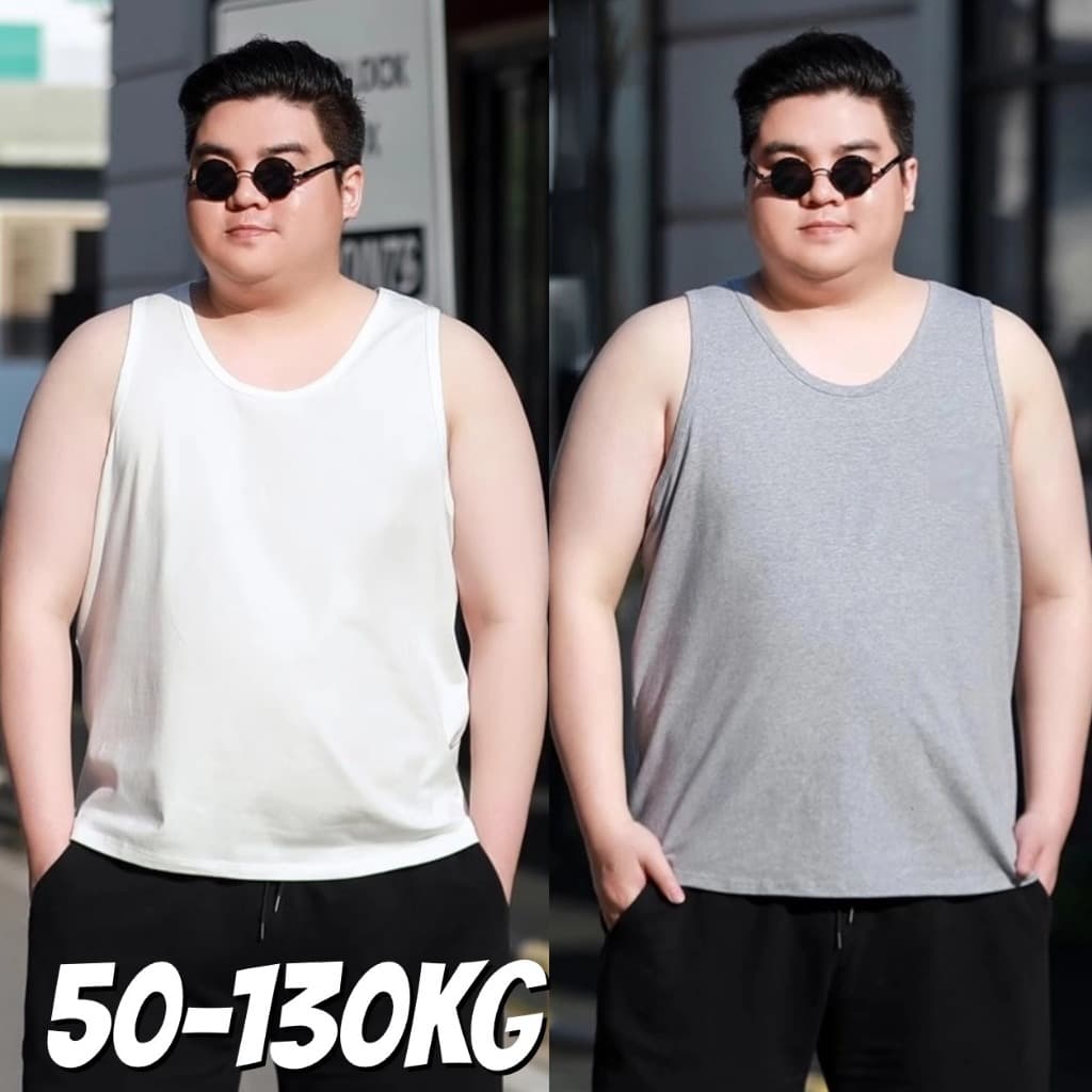 เสื้อกล้ามคนอ้วน 65-180KG เสื้อกั๊ก เสื้อกล้ามผู้ชายไซส์ใหญ่ สีพื้น ผ้ายืดเนื้อดี คนอ้วนก็ใส่ได้ ใส่สบาย…