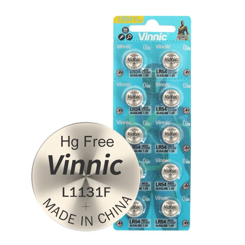 ถ่านVinnic alkaline L1131F/AG10/LR54 1.55V ของแท้