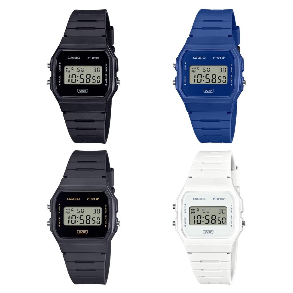 Casio นาฬิกาข้อมือผู้ชาย/ผู้หญิง สายเรซิ่น รุ่น F-91WB(F-91WB-8A,F-91WB-1A,F-91WB-2A1,F-91WB-7A)