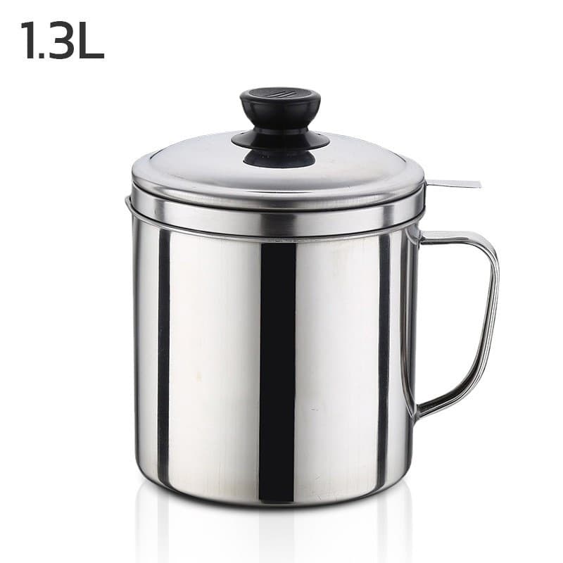ถ้วยกรองน้ํามัน 1.3L หม้อกรองน้ํามัน พร้อมตะแกรงกรอง มีฝาปิดและที่จับ